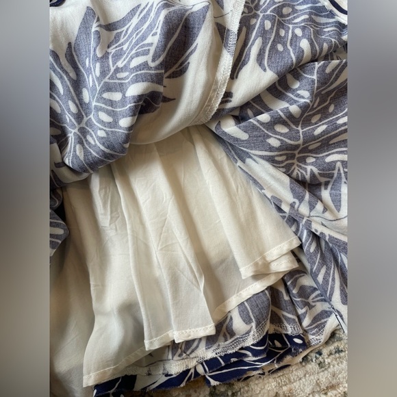 Millibon Blue and White Leaf Print Mini Dress - Picture 6 of 9